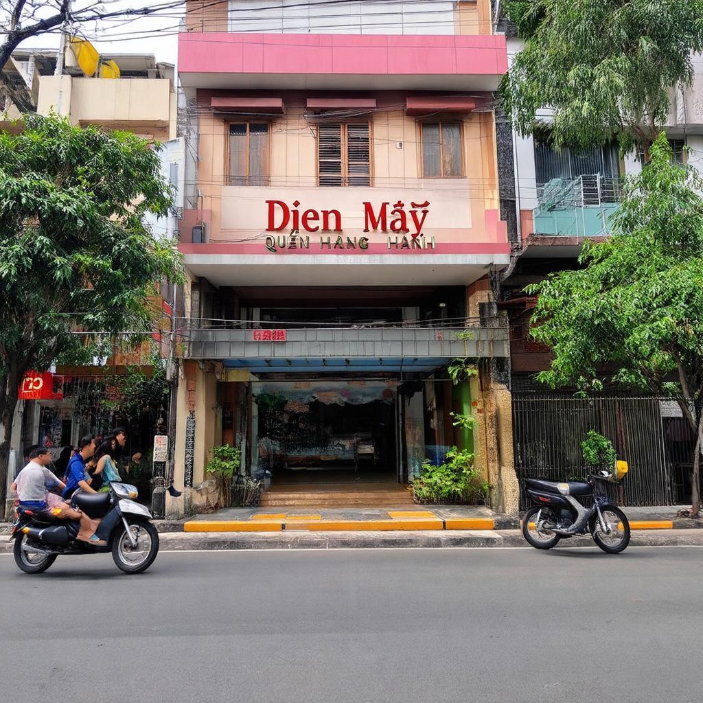 Ngoại cảnh Điện Máy Quang Hạnh 313 Giảng Võ Ba Đình Hà Nội nhộn nhịp người qua lại